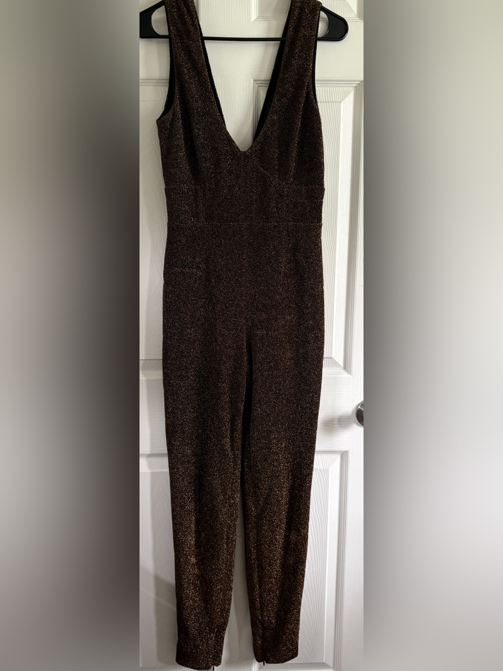 House of CB Bronze Metallic V-Neck Jumpsuit